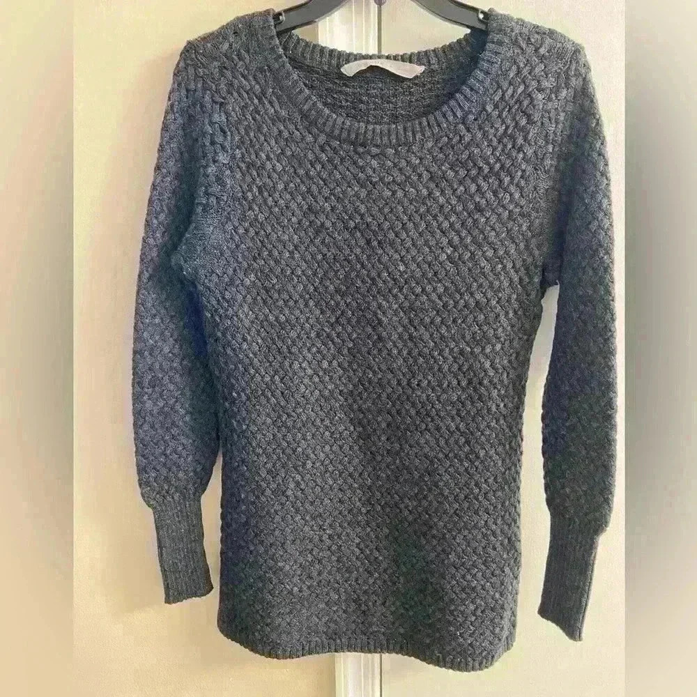 Athleta‎ Gray Sweater crewneck pullover weaved pattern Small